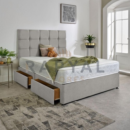 Plush divan bed set - bed, with