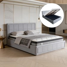 LUXURY GREY FABRIC OTTOMAN BED